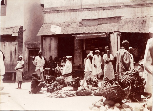 Antique photo Zanzibar fruit market